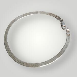 Vintage 925 Sterling Silver Herringbone Snake Chain Bracelet 7.5”